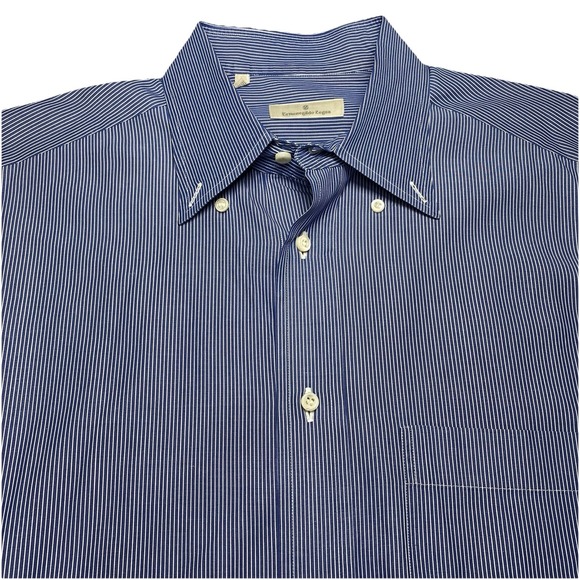 Ermenegildo Zegna Other - Ermenegildo Zegna Shirt 16.5 42 L/S Button Down Blue White Fine Stripe FLAWS